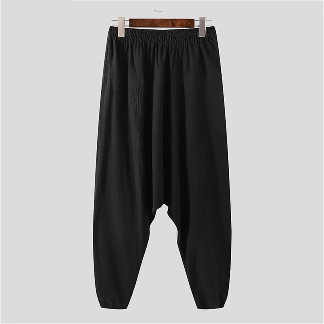 Streetwear Harem Pants Men's Hip-Hop Drop Crotch Joggers Turnip Pants Trousers Bloomers