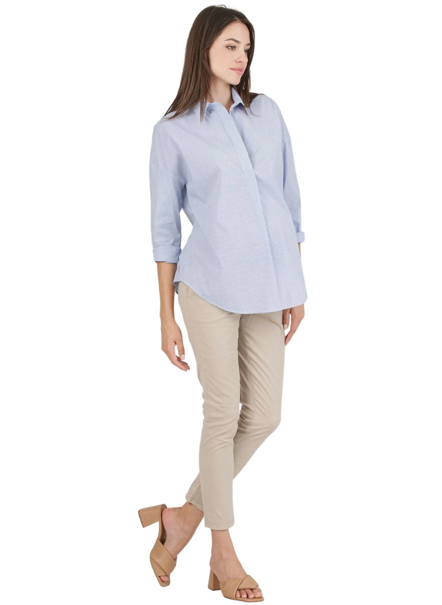 Striped Maternity Shirt - Blue