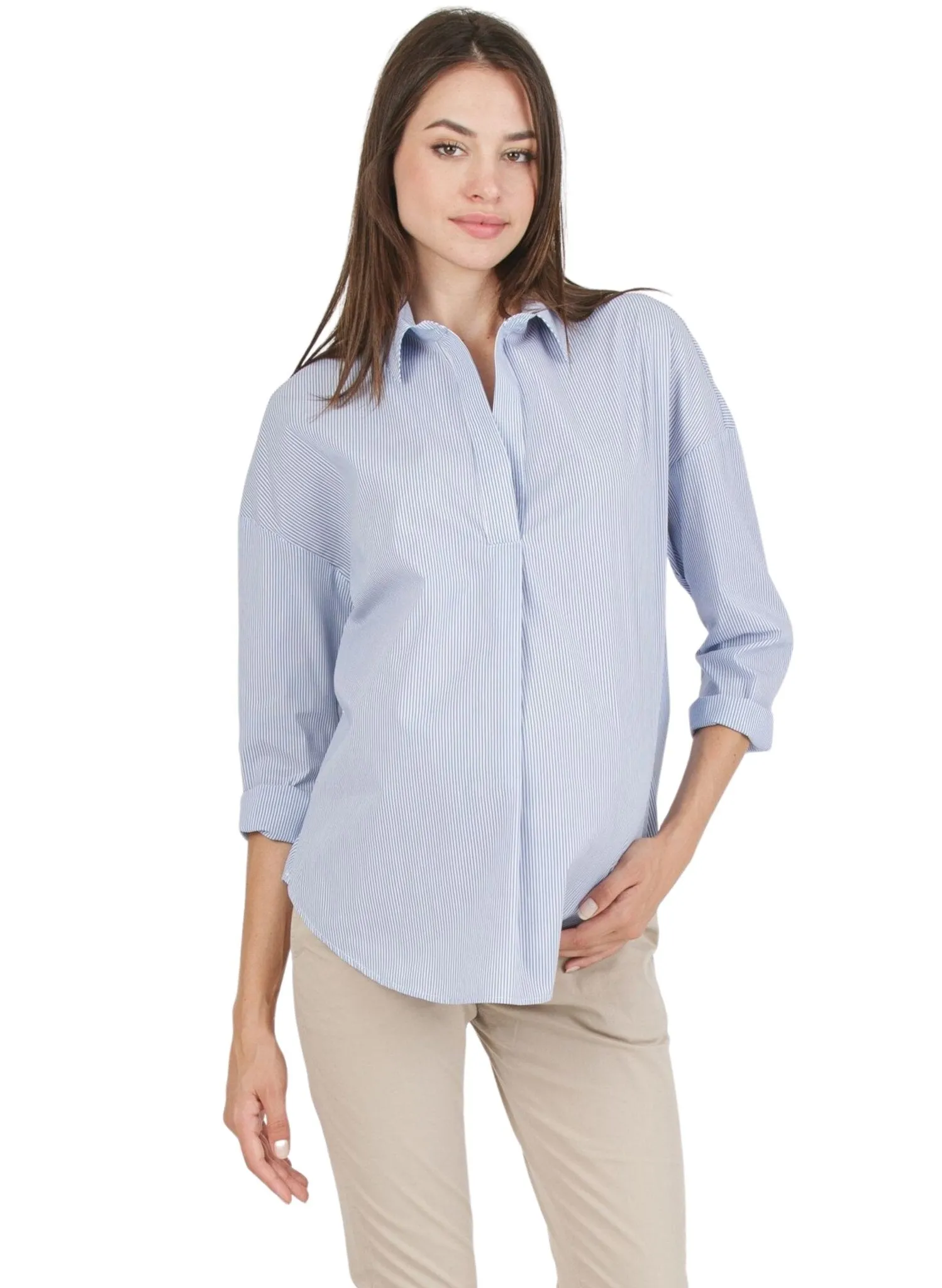 Striped Maternity Shirt - Blue