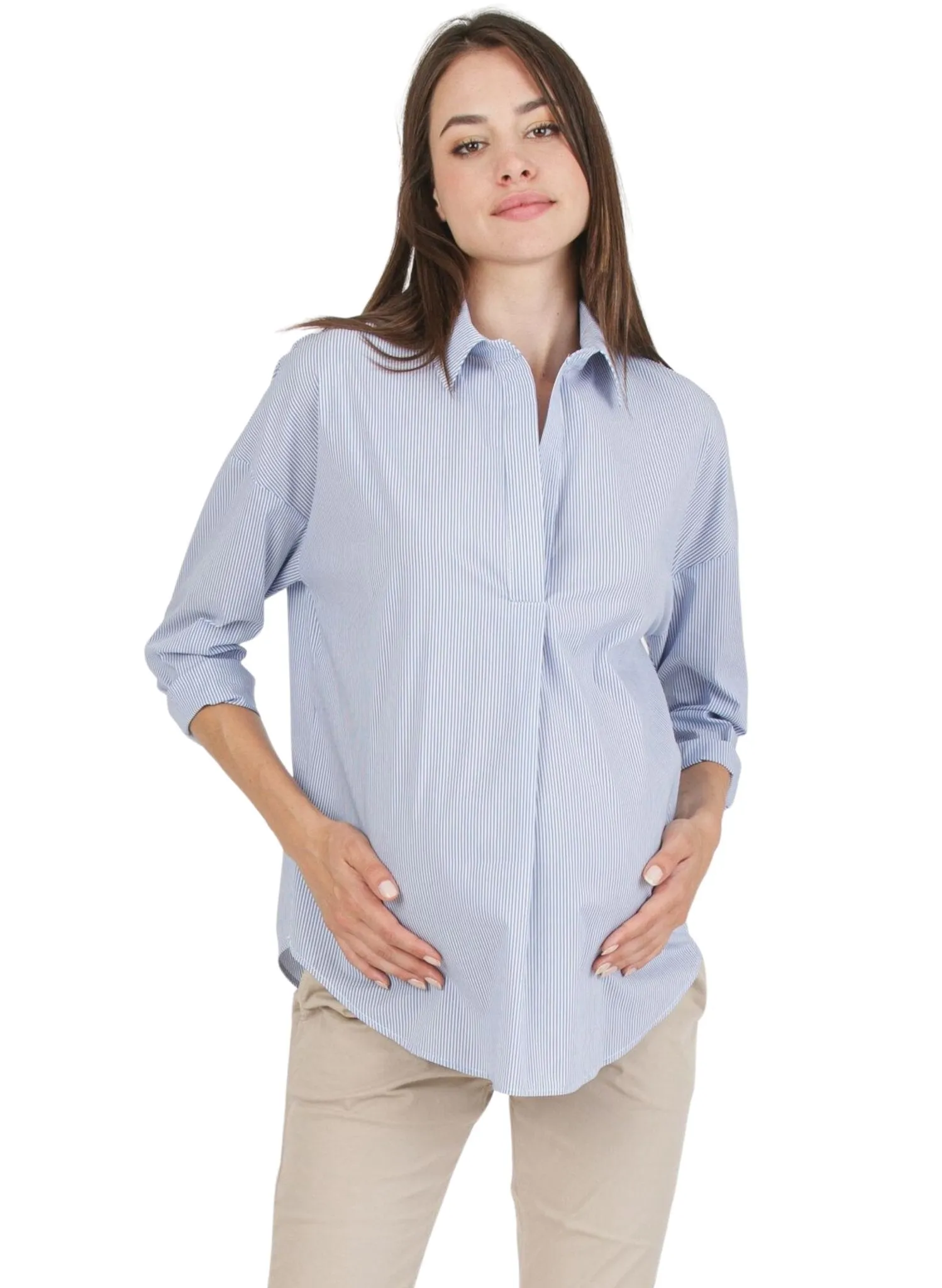 Striped Maternity Shirt - Blue