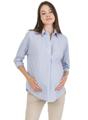 Striped Maternity Shirt - Blue