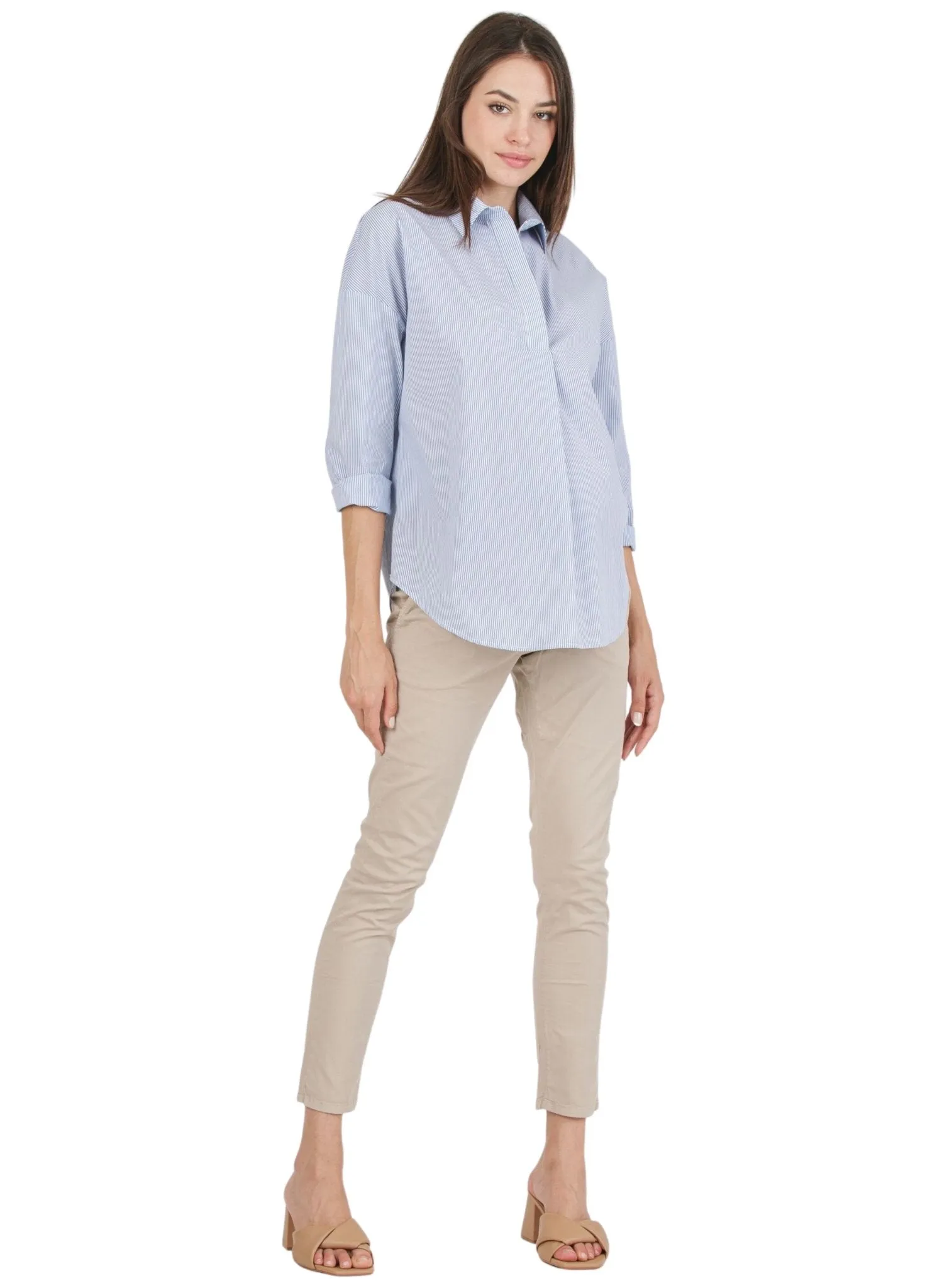 Striped Maternity Shirt - Blue