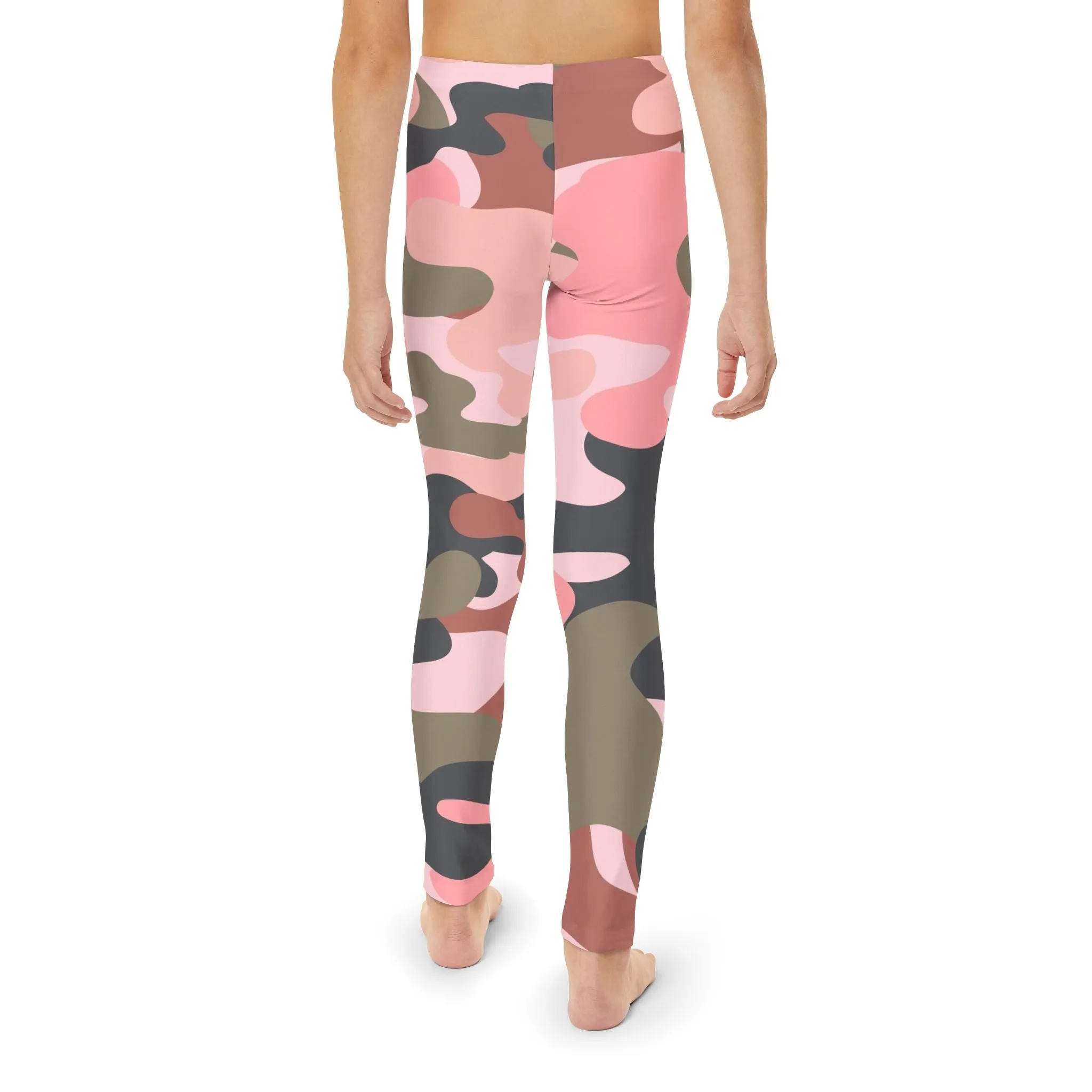 Stylish Youth Camo Leggings - Trendy Pink and Green Pattern for Active Kids