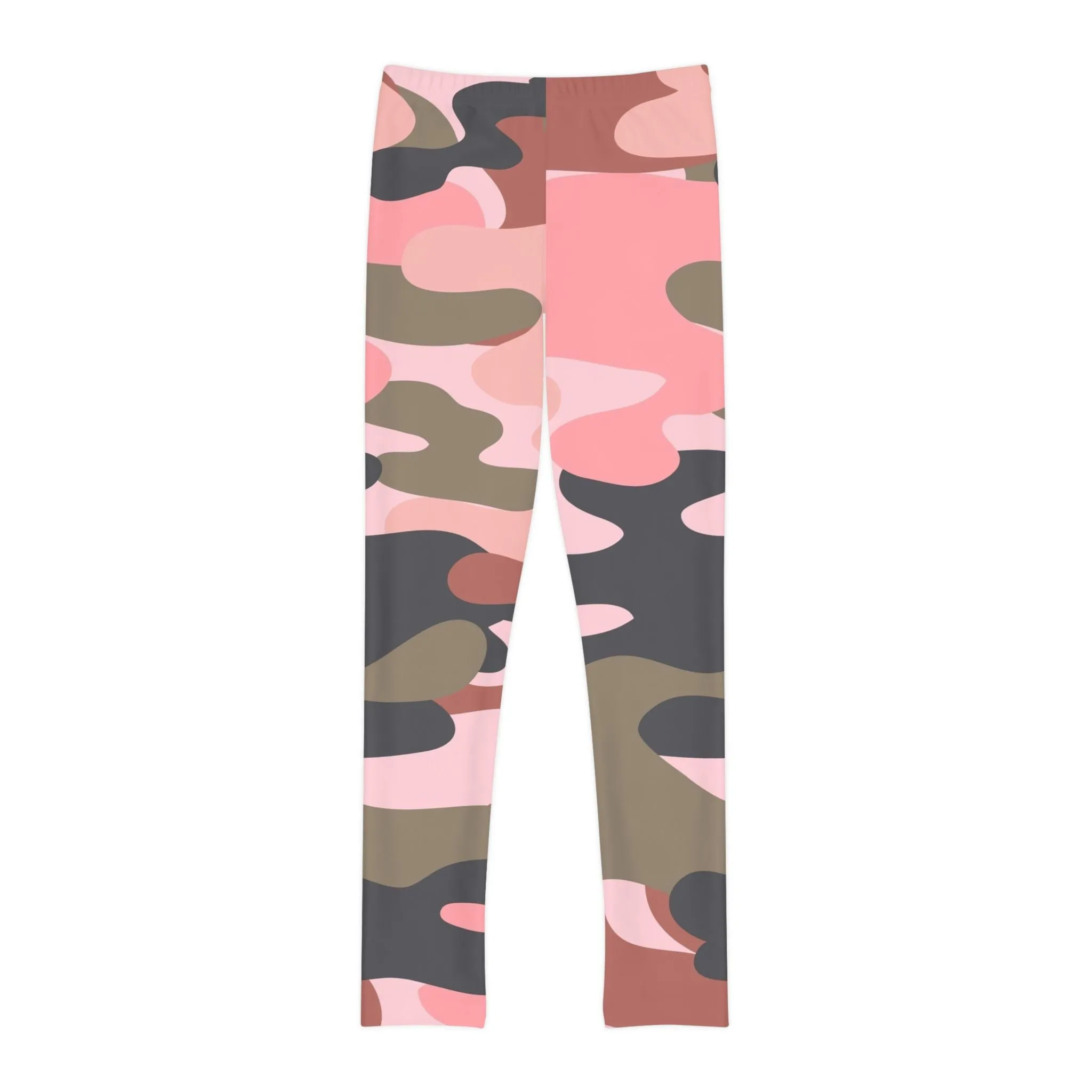Stylish Youth Camo Leggings - Trendy Pink and Green Pattern for Active Kids
