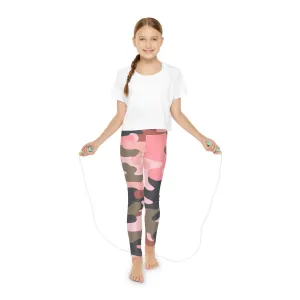 Stylish Youth Camo Leggings - Trendy Pink and Green Pattern for Active Kids