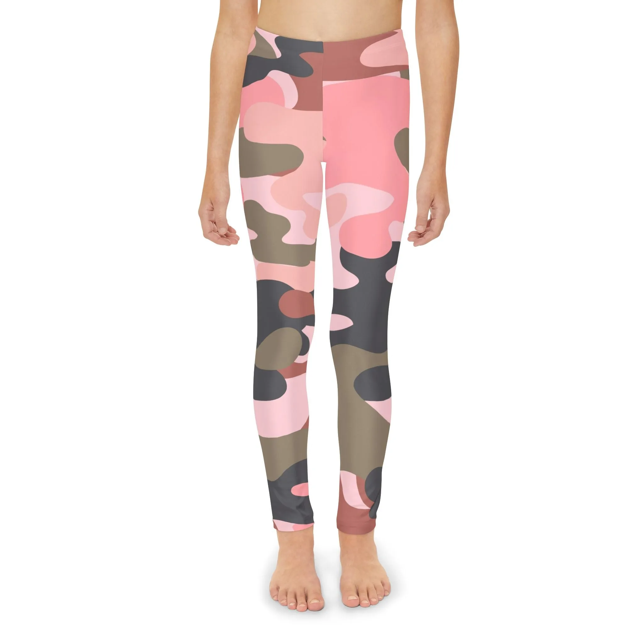Stylish Youth Camo Leggings - Trendy Pink and Green Pattern for Active Kids