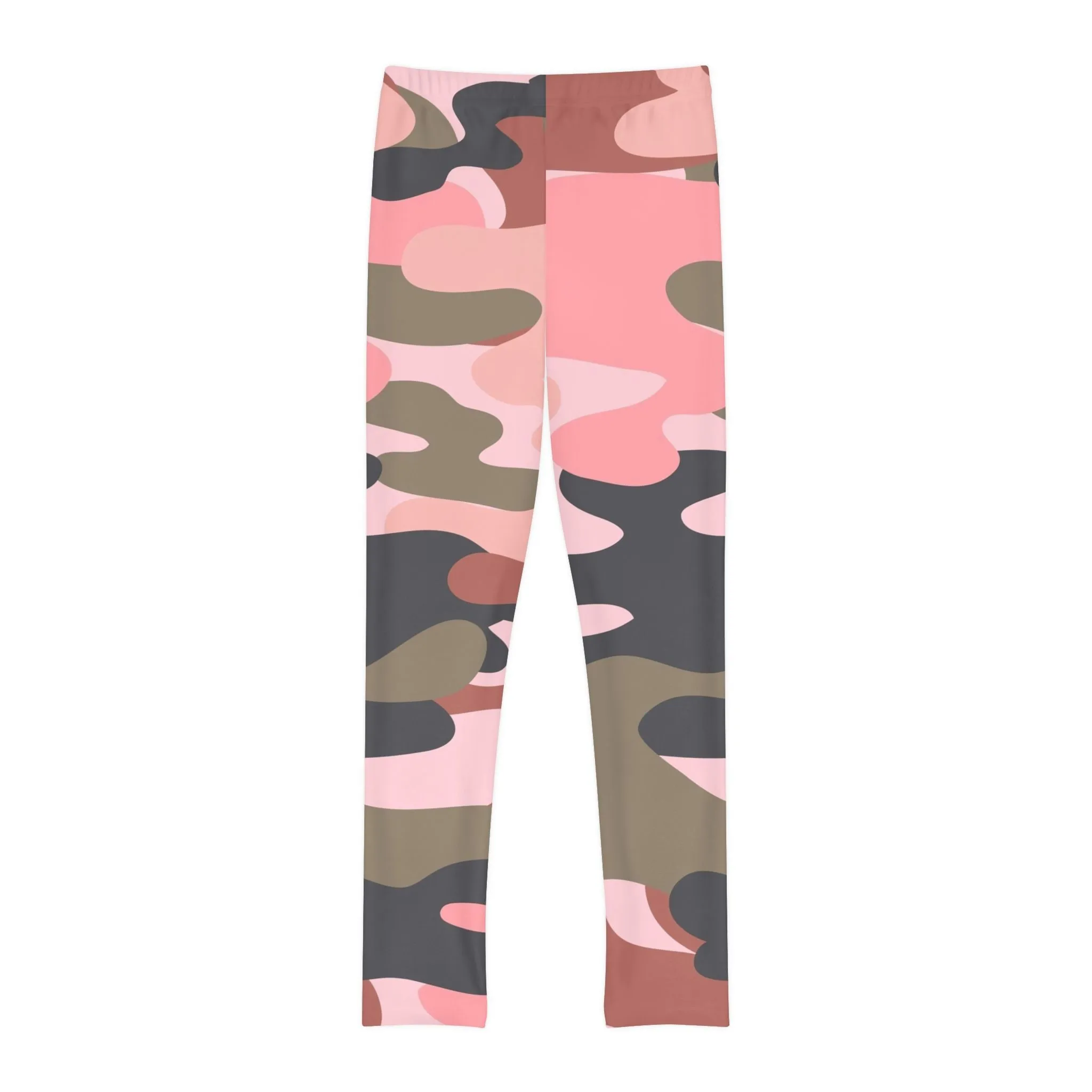 Stylish Youth Camo Leggings - Trendy Pink and Green Pattern for Active Kids
