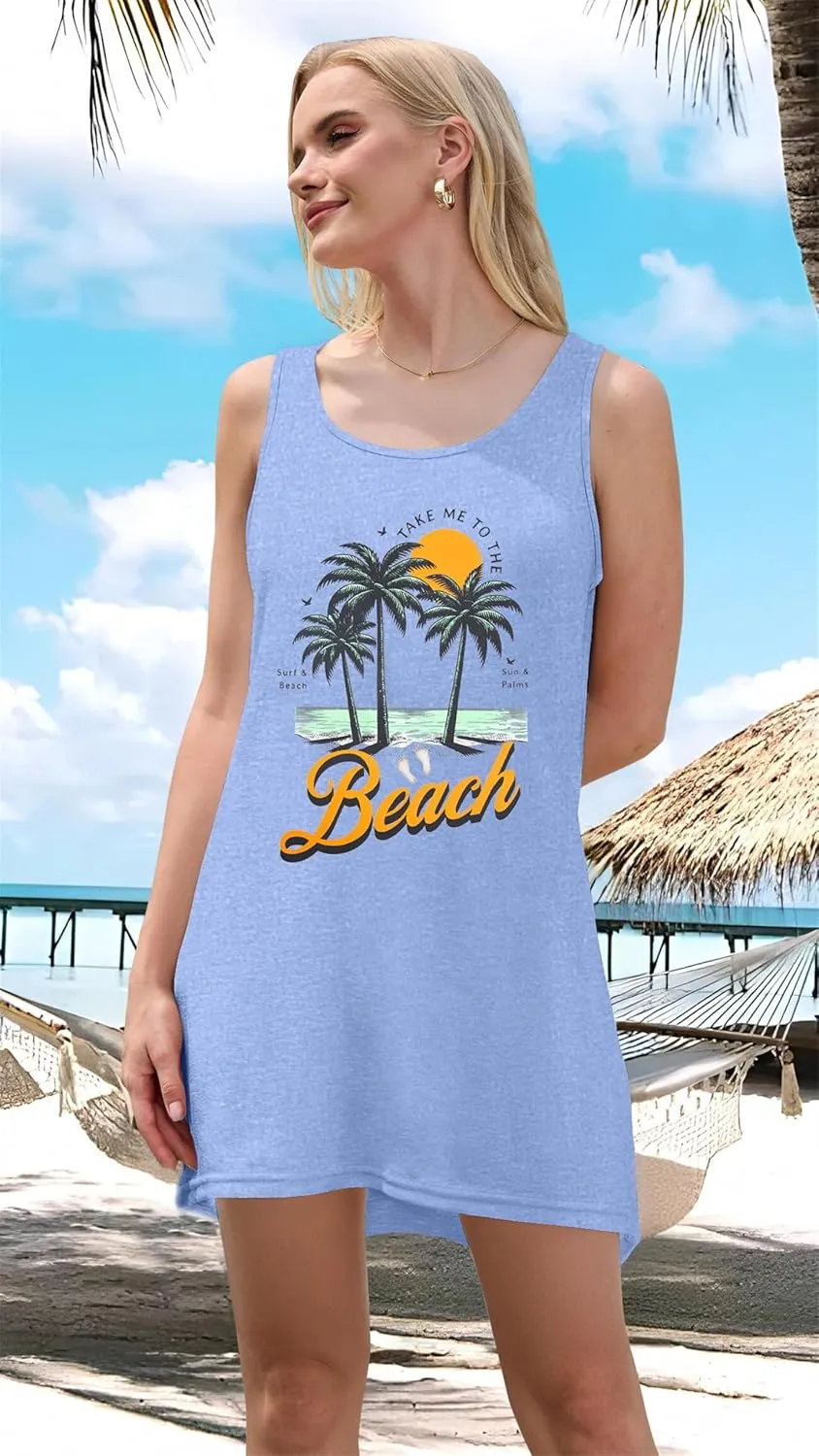 Summer Dresses for Women 2025 Beach Dress Sun Dresses Vacation Dresses Hawaiian Tank Dress Causal Mini Sundress
