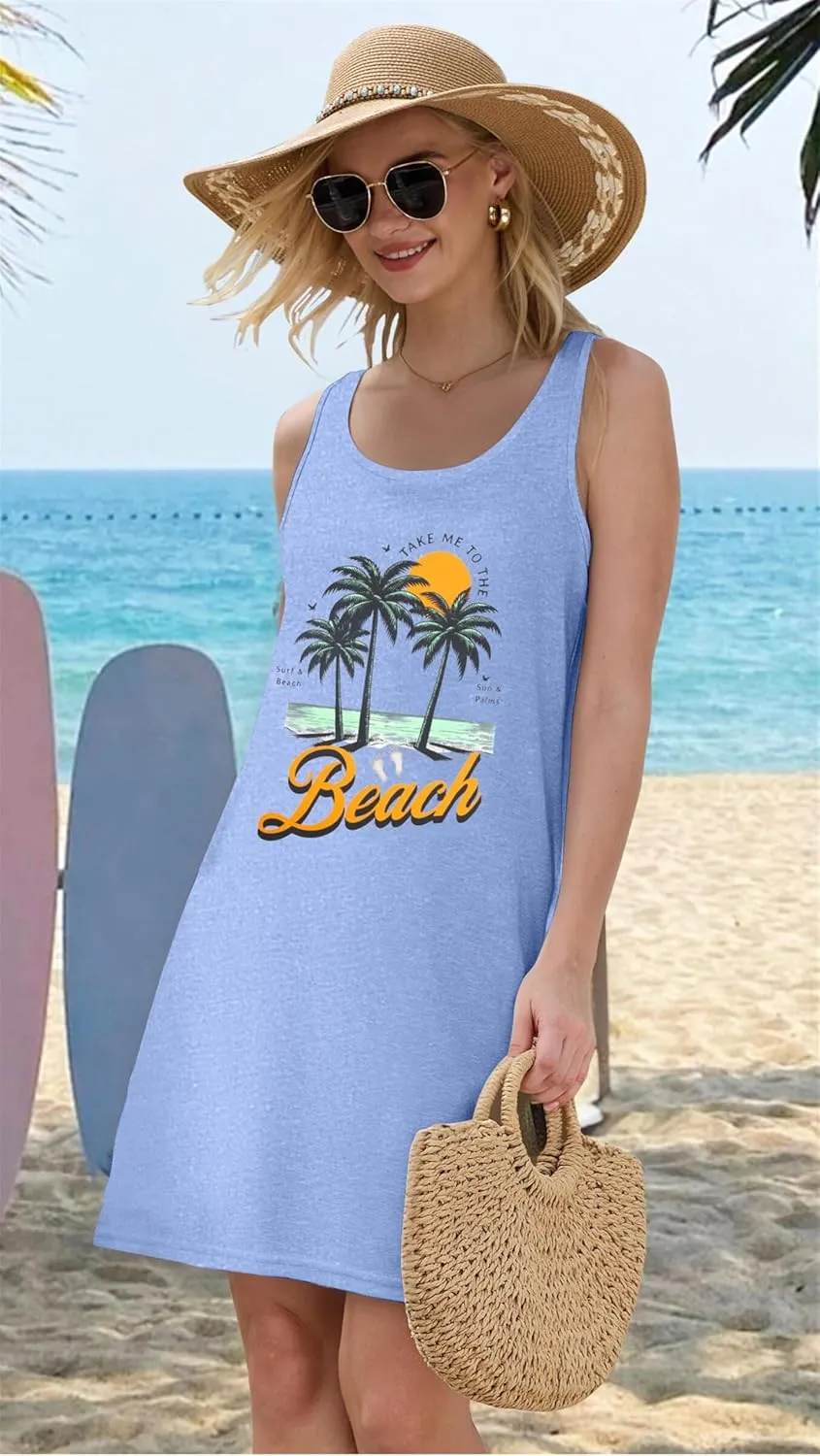 Summer Dresses for Women 2025 Beach Dress Sun Dresses Vacation Dresses Hawaiian Tank Dress Causal Mini Sundress
