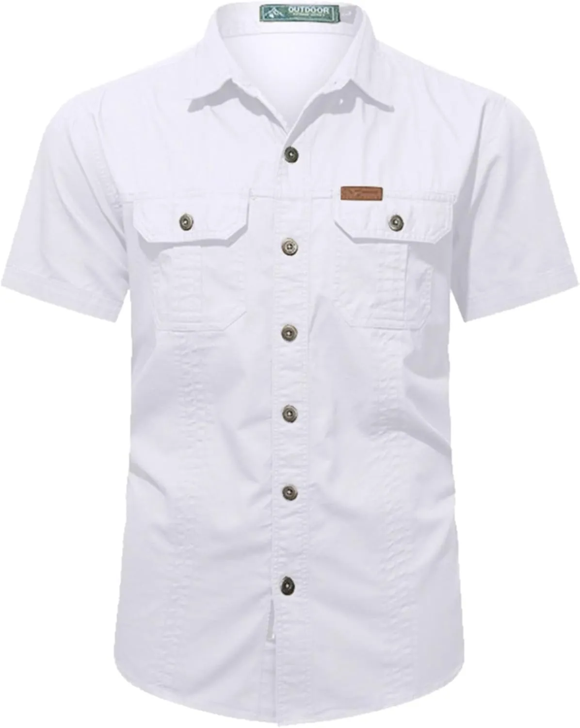 Tactical Cargo Shirts for Men Casual Lightweight Short Sleeve Button Down Work Shirt Outdoor Hiking Fishing Shirt