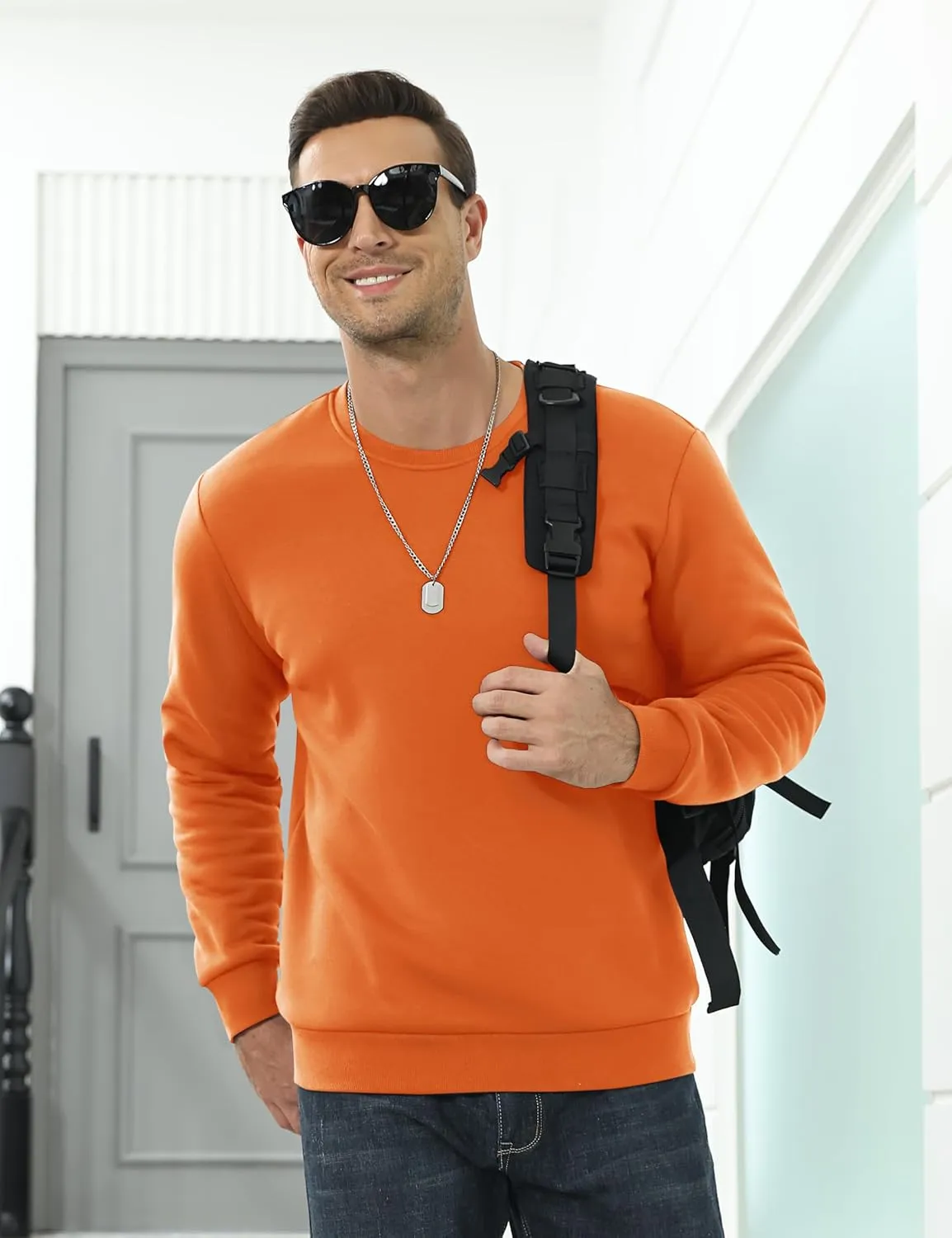 TACVASEN Men's Crewneck Sweatshirt Warm Sherpa Lined Sweatshirts Heavyweight Long Sleeve Underwear Winter Fleece Pullover