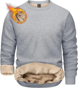TACVASEN Men's Crewneck Sweatshirt Warm Sherpa Lined Sweatshirts Heavyweight Long Sleeve Underwear Winter Fleece Pullover