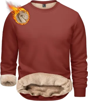 TACVASEN Men's Crewneck Sweatshirt Warm Sherpa Lined Sweatshirts Heavyweight Long Sleeve Underwear Winter Fleece Pullover