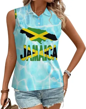 TAIZIYEAH Women's PO-LO Tank Top American Flag V Neck Sleeveless Loose Shirts Casual Pullover Blouse Shirts