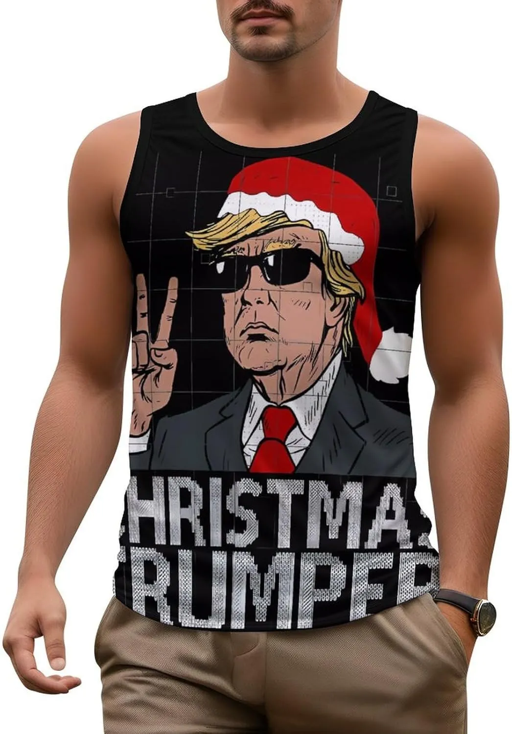 Tank Tops Trump Beach Summer Sleeveless Shirts Vacation Tanks Gym Tank T-Shirts Top for Men