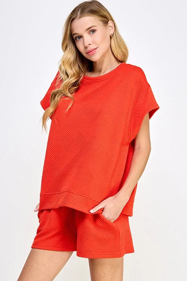 Textured Short Sleeve Top