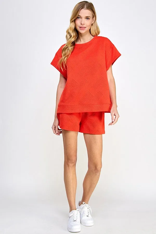Textured Short Sleeve Top