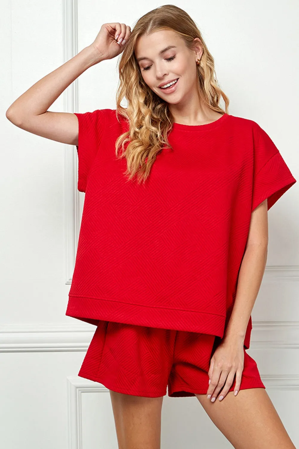 Textured Short Sleeve Top