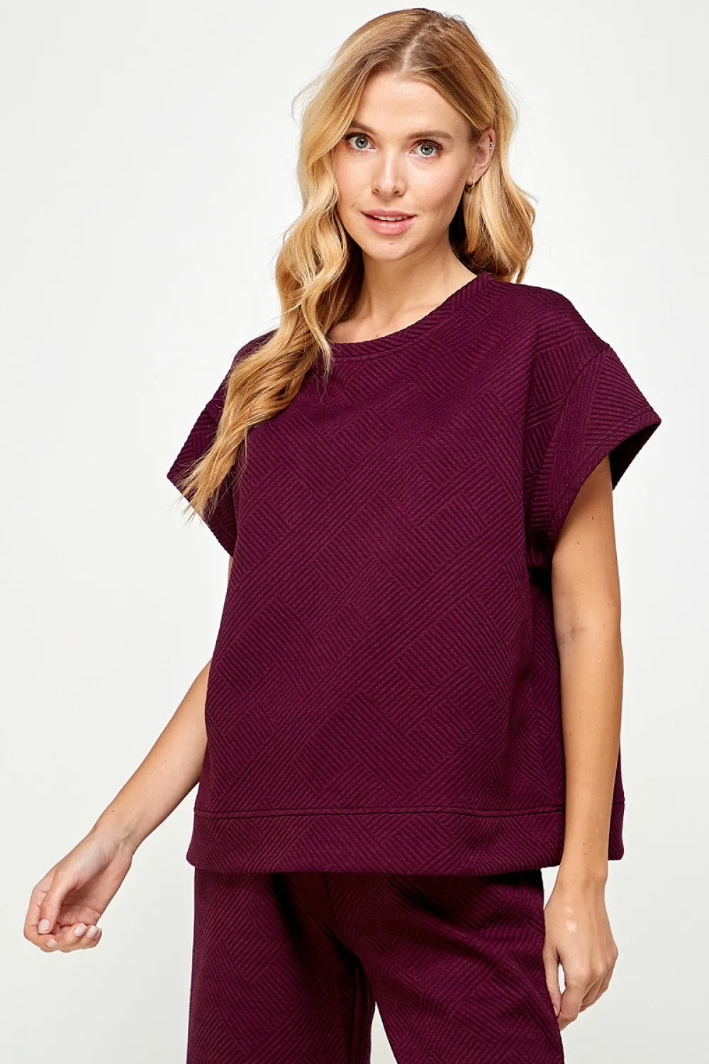 Textured Short Sleeve Top