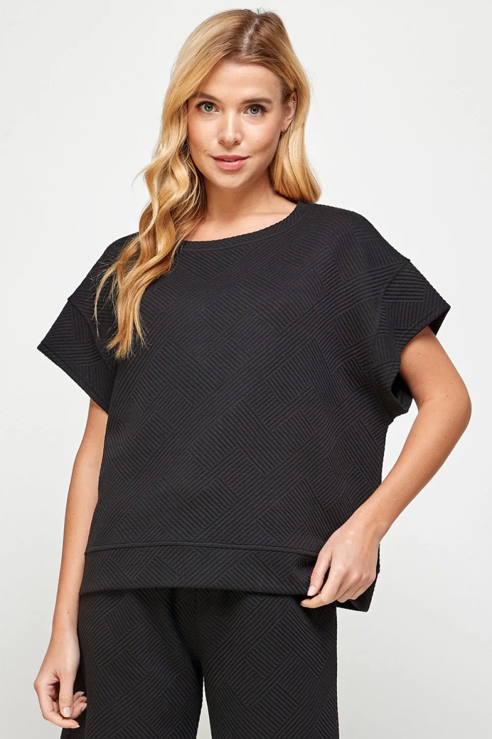 Textured Short Sleeve Top