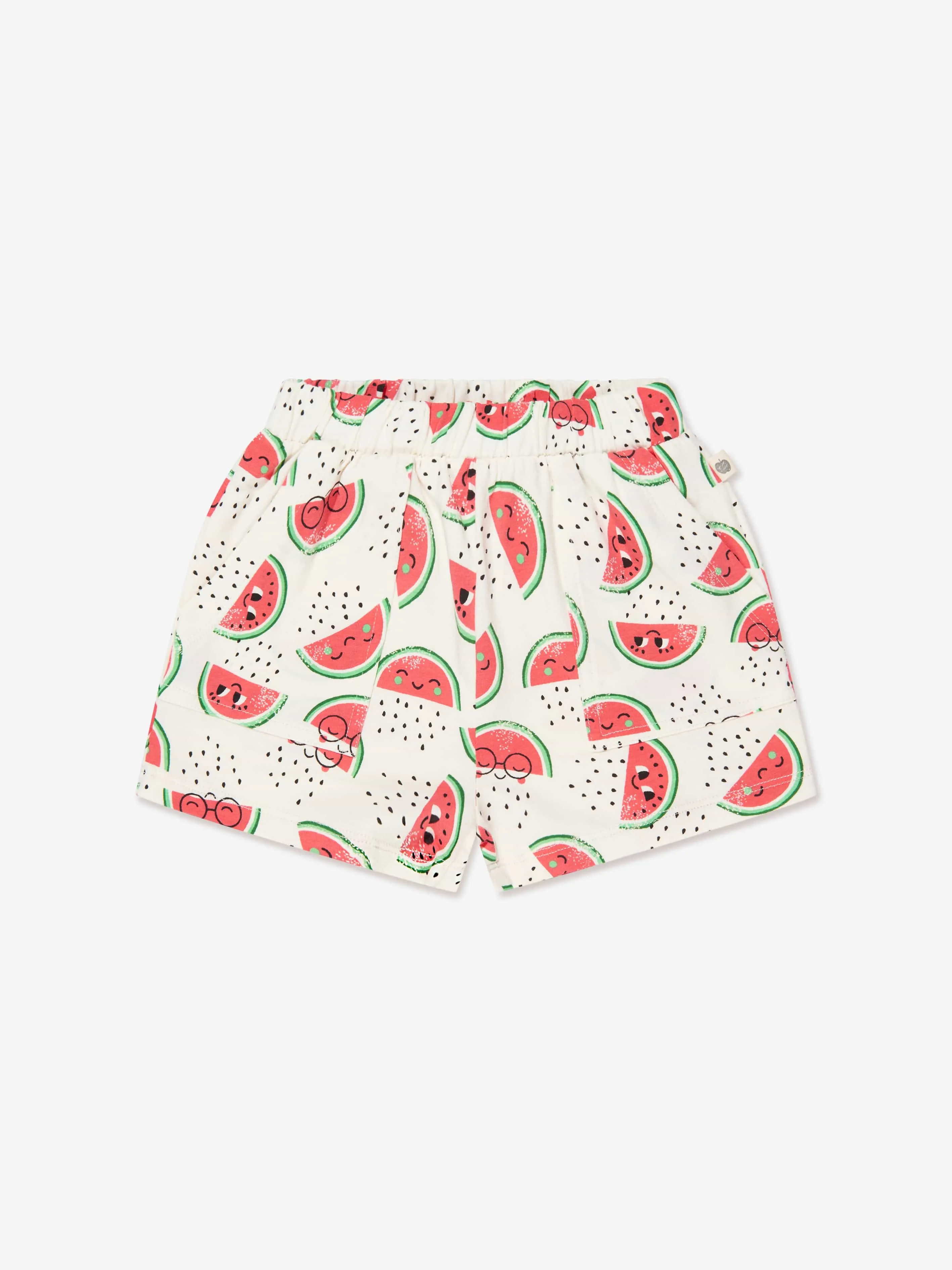 The Bonnie Mob Girls Organic Cotton Watermelon Shorts in Ivory