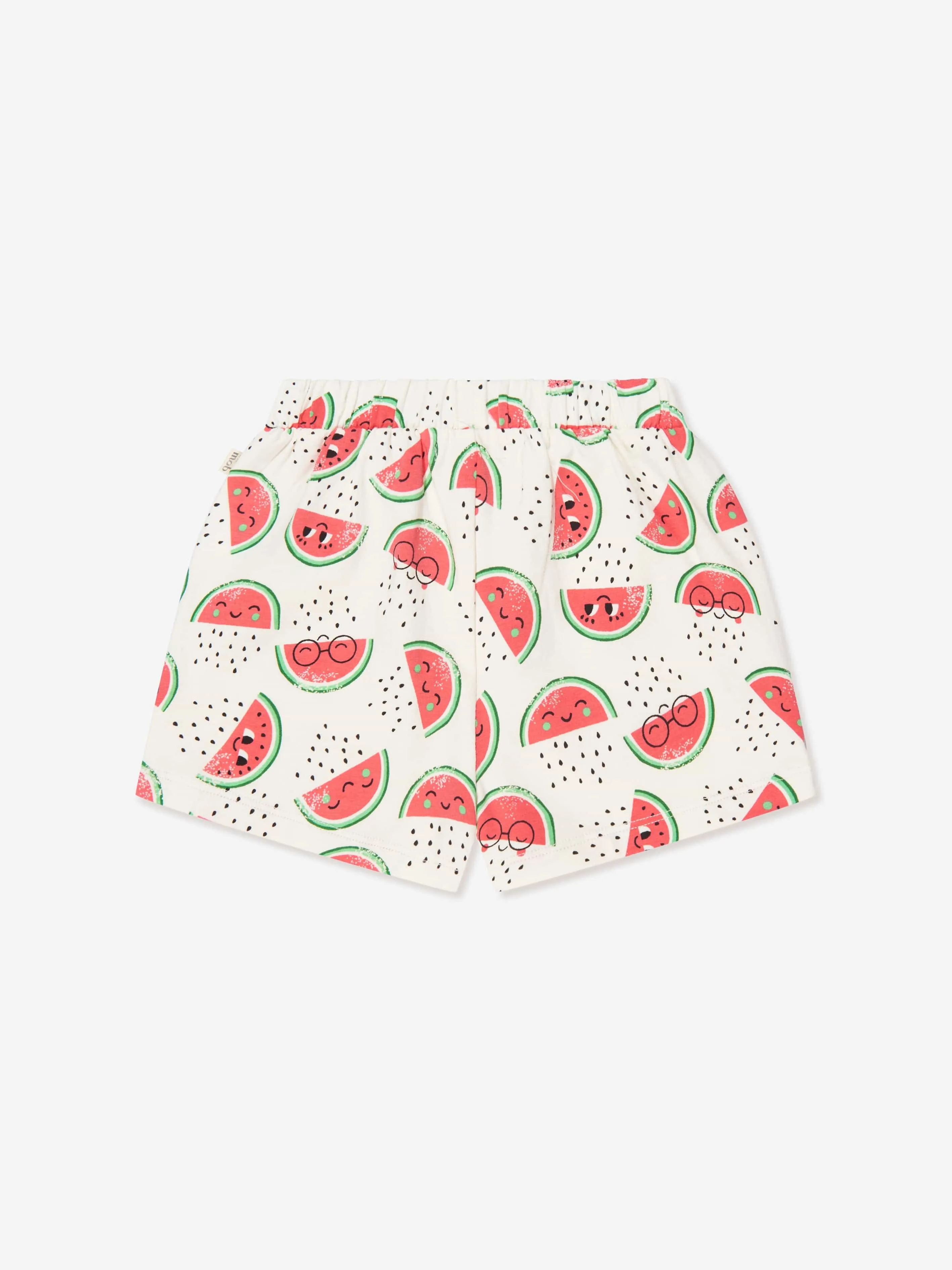 The Bonnie Mob Girls Organic Cotton Watermelon Shorts in Ivory
