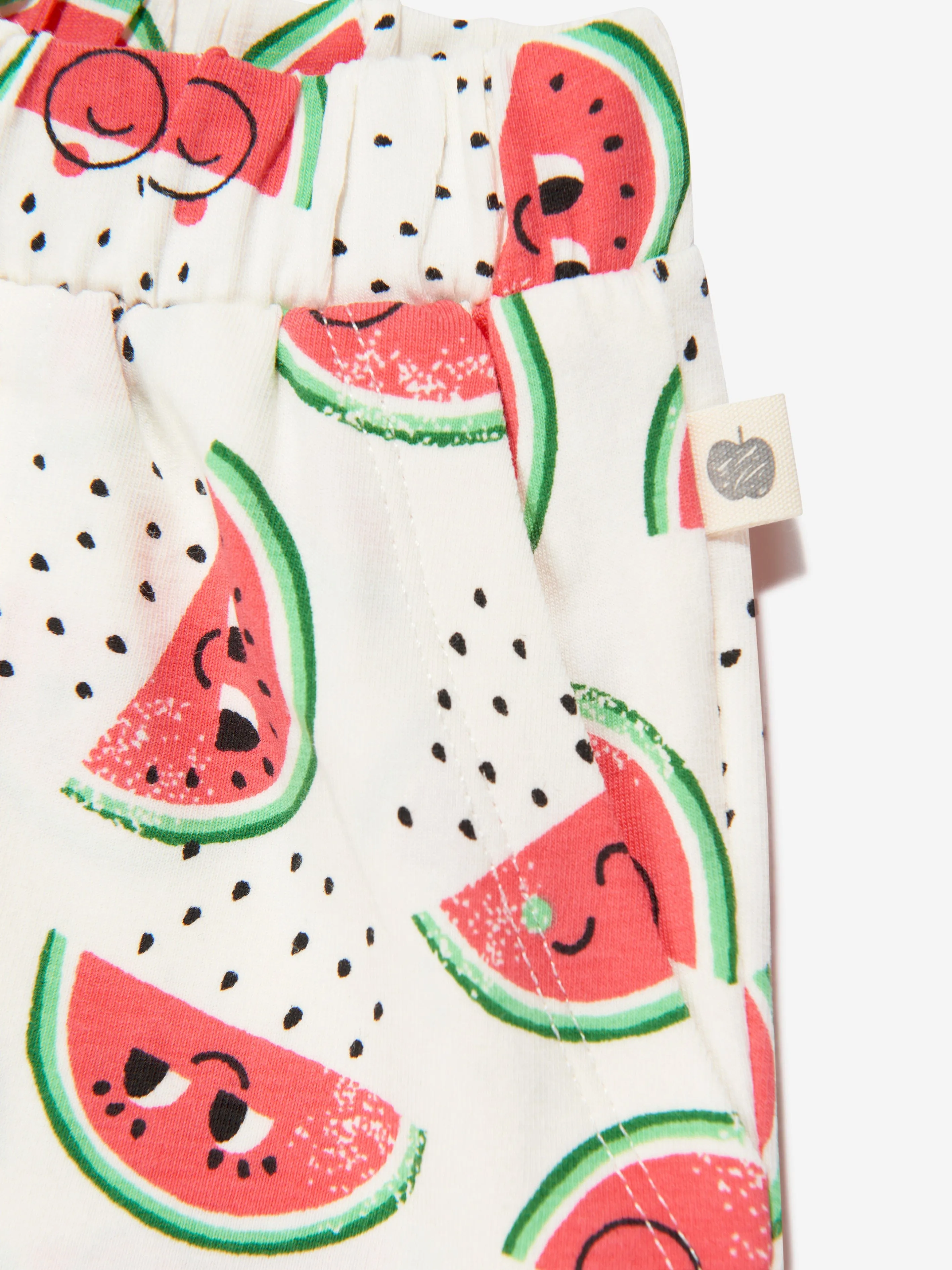 The Bonnie Mob Girls Organic Cotton Watermelon Shorts in Ivory