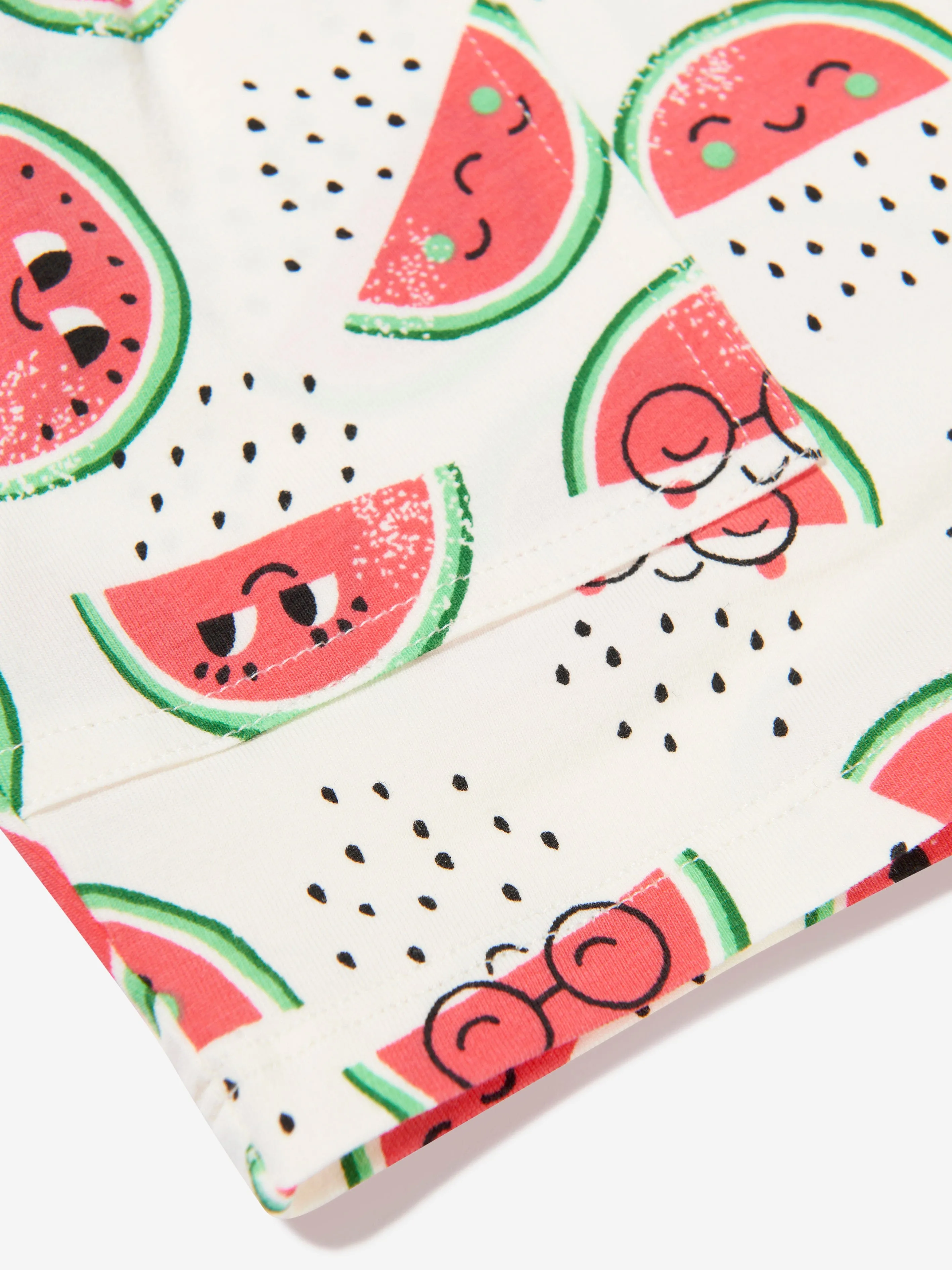 The Bonnie Mob Girls Organic Cotton Watermelon Shorts in Ivory