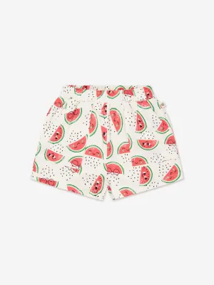 The Bonnie Mob Girls Organic Cotton Watermelon Shorts in Ivory
