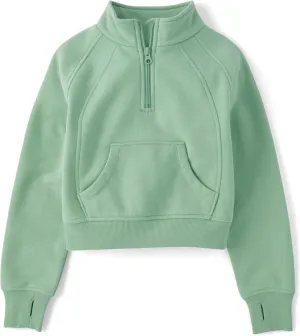 The Children's Place Girls' Fleece Quarter Zip Hooded Sweatshirt