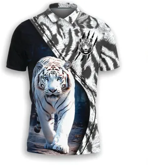 Tigre Polo Shirts for Men - Tigre Lover Stylish Mens Goft Shirt Casual Short Sleeve Button Down Outfit Set 41