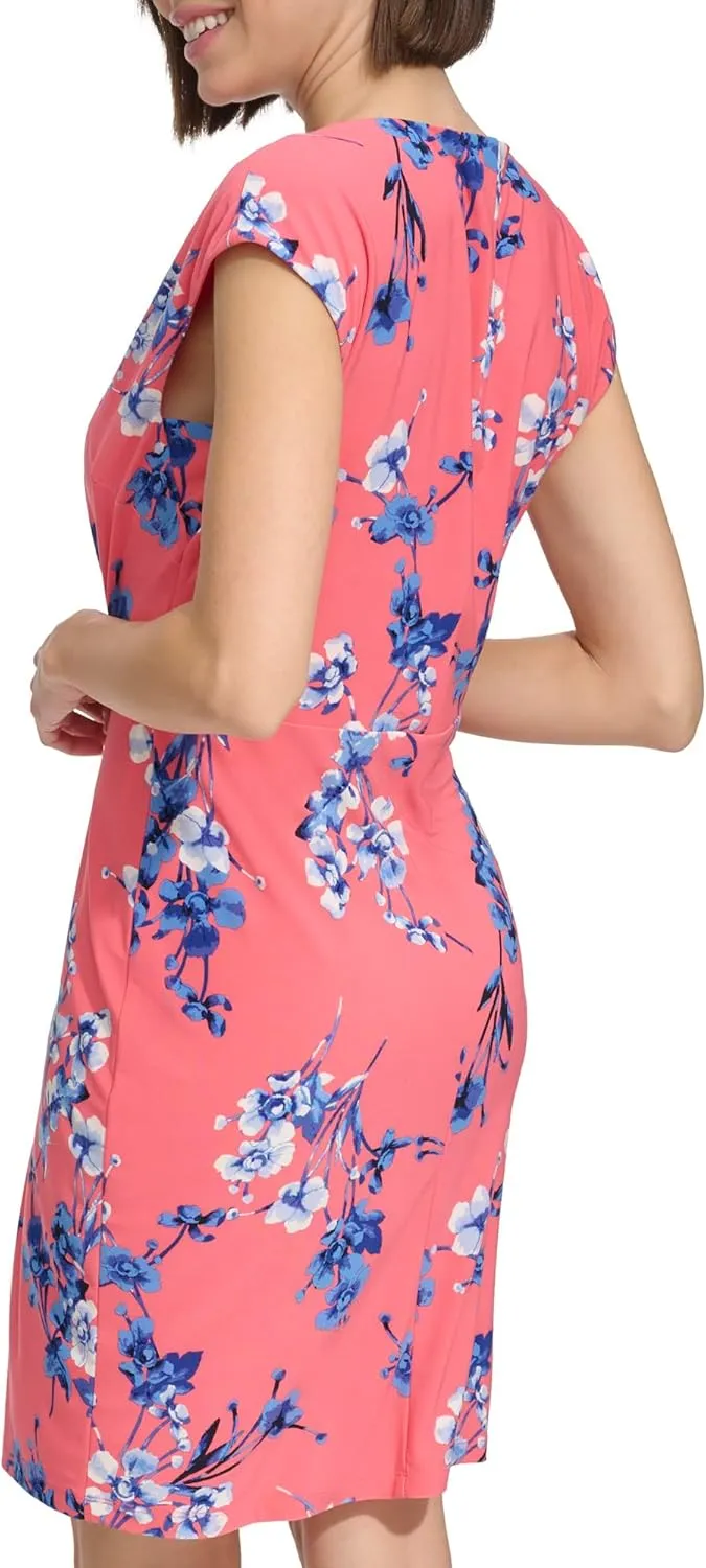 Tommy Hilfiger Women's Cap Sleeve High Neck Twist Front Mini Dress