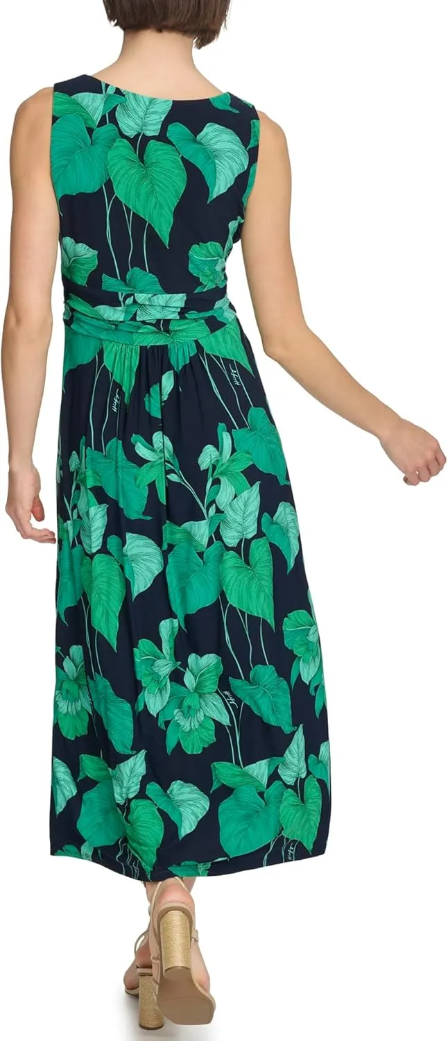 Tommy Hilfiger Women's Sleeveless V-Neck Jersey A-line Midi Dress