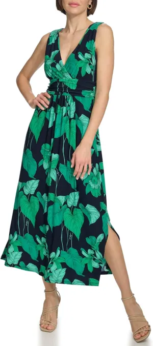 Tommy Hilfiger Women's Sleeveless V-Neck Jersey A-line Midi Dress