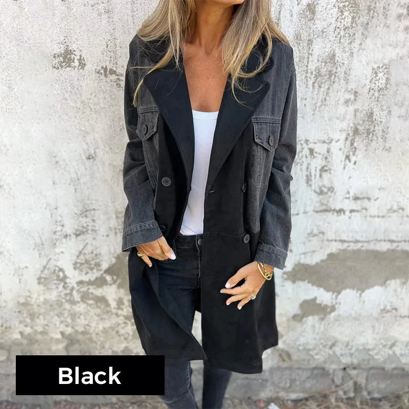 Uitverkoop 49% kortingDenim Shorts Patchwork Mid-Length Trench Coat