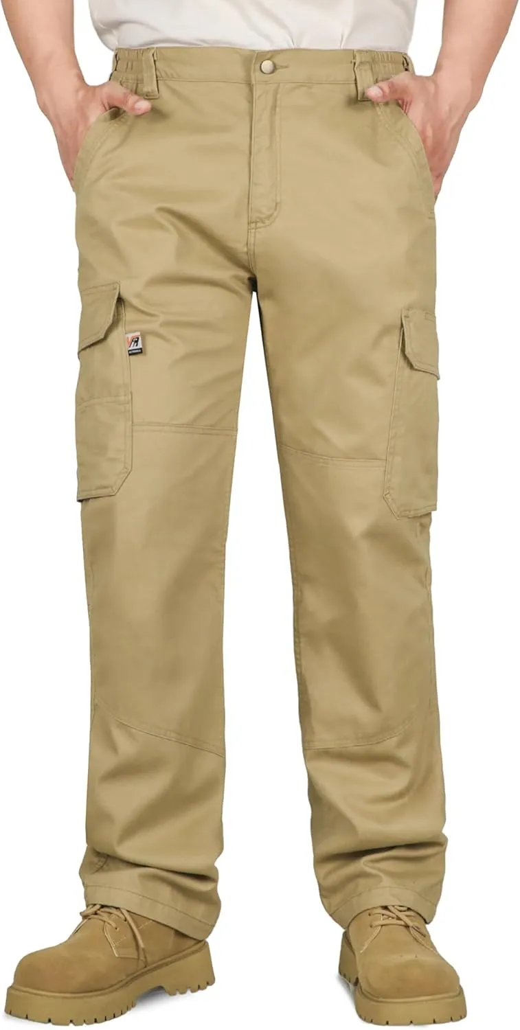 VATRENUS Men's FR Cargo Pants Flame Resistant Pants Lightweight 7.5oz 100% Cotton Fire Retardant Elastic Waist Pants