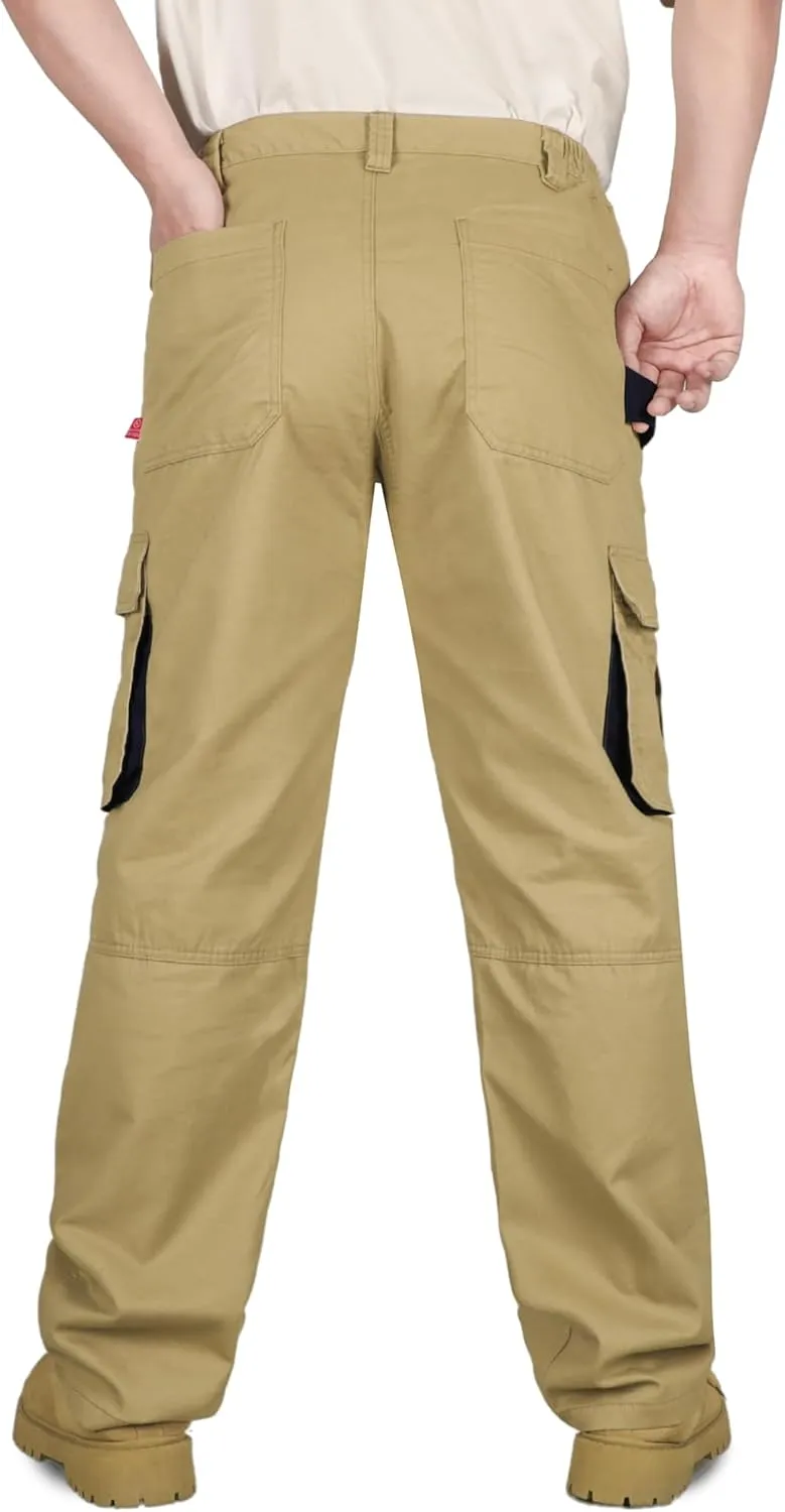 VATRENUS Men's FR Cargo Pants Flame Resistant Pants Lightweight 7.5oz 100% Cotton Fire Retardant Elastic Waist Pants