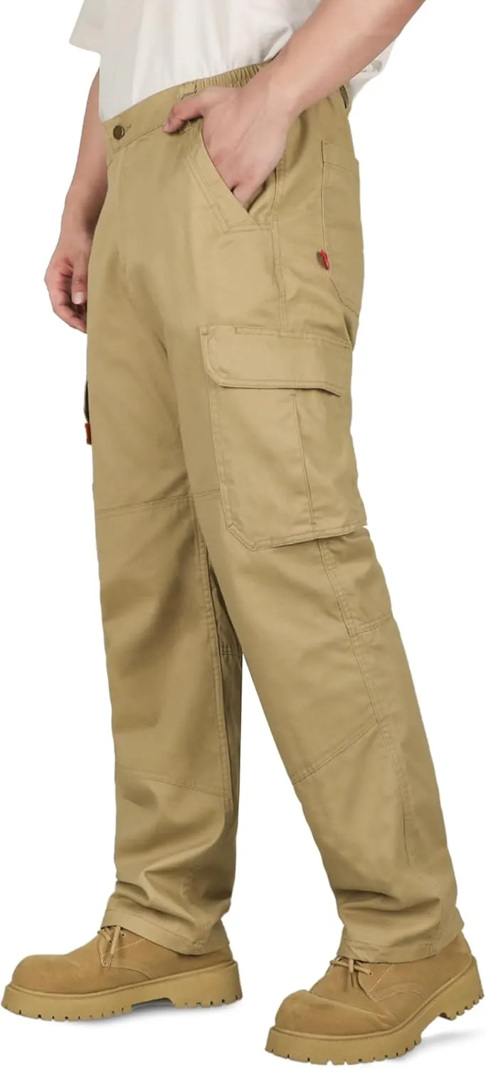 VATRENUS Men's FR Cargo Pants Flame Resistant Pants Lightweight 7.5oz 100% Cotton Fire Retardant Elastic Waist Pants