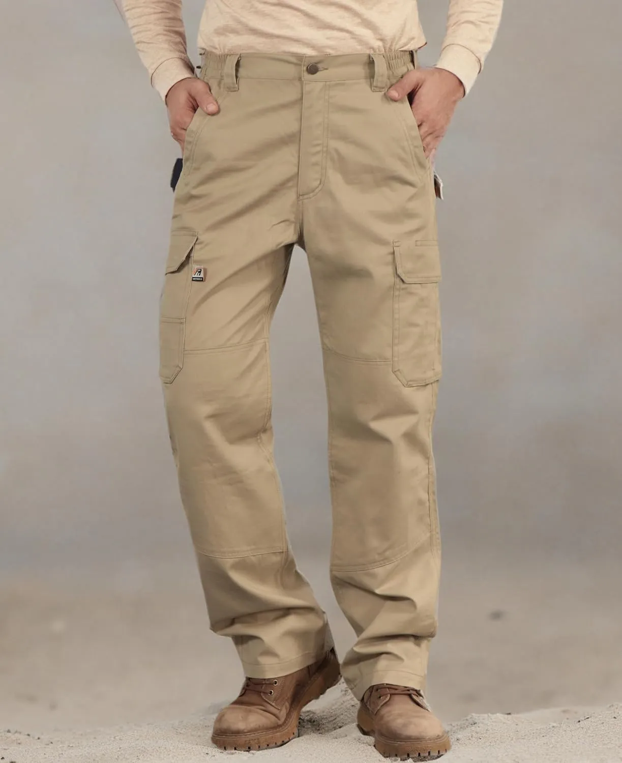 VATRENUS Men's FR Cargo Pants Flame Resistant Pants Lightweight 7.5oz 100% Cotton Fire Retardant Elastic Waist Pants
