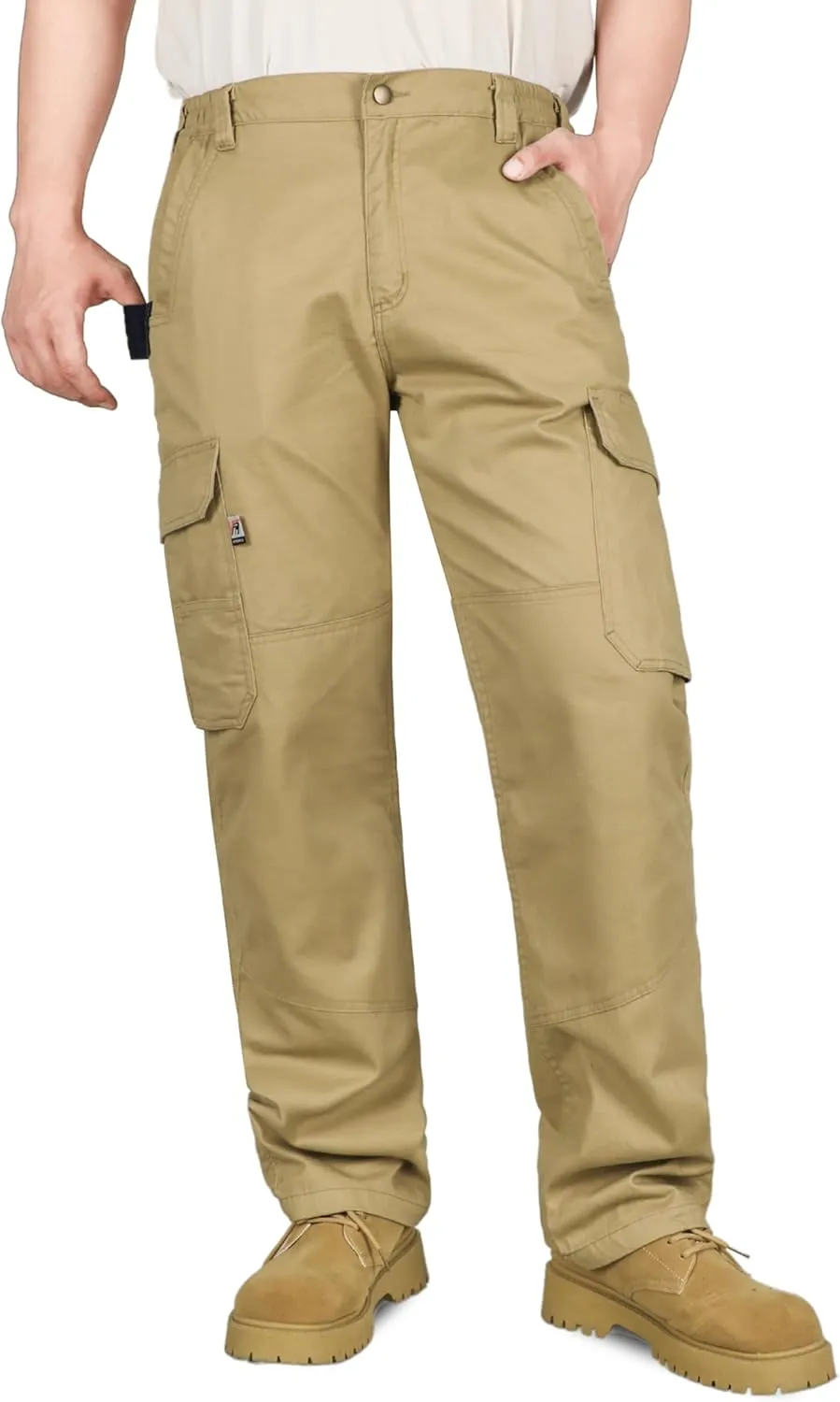VATRENUS Men's FR Cargo Pants Flame Resistant Pants Lightweight 7.5oz 100% Cotton Fire Retardant Elastic Waist Pants