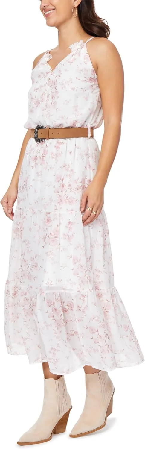 WallFlower Women's April Chiffon Belted Maxi Dress