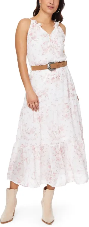 WallFlower Women's April Chiffon Belted Maxi Dress