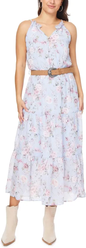 WallFlower Women's April Chiffon Belted Maxi Dress