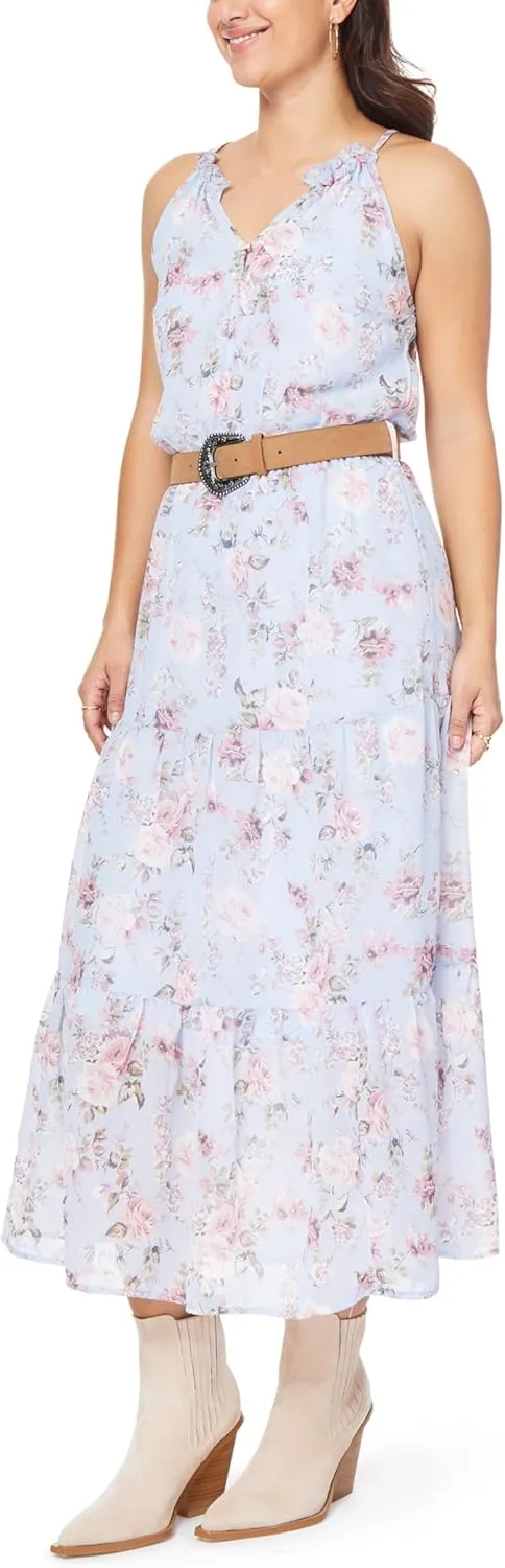 WallFlower Women's April Chiffon Belted Maxi Dress