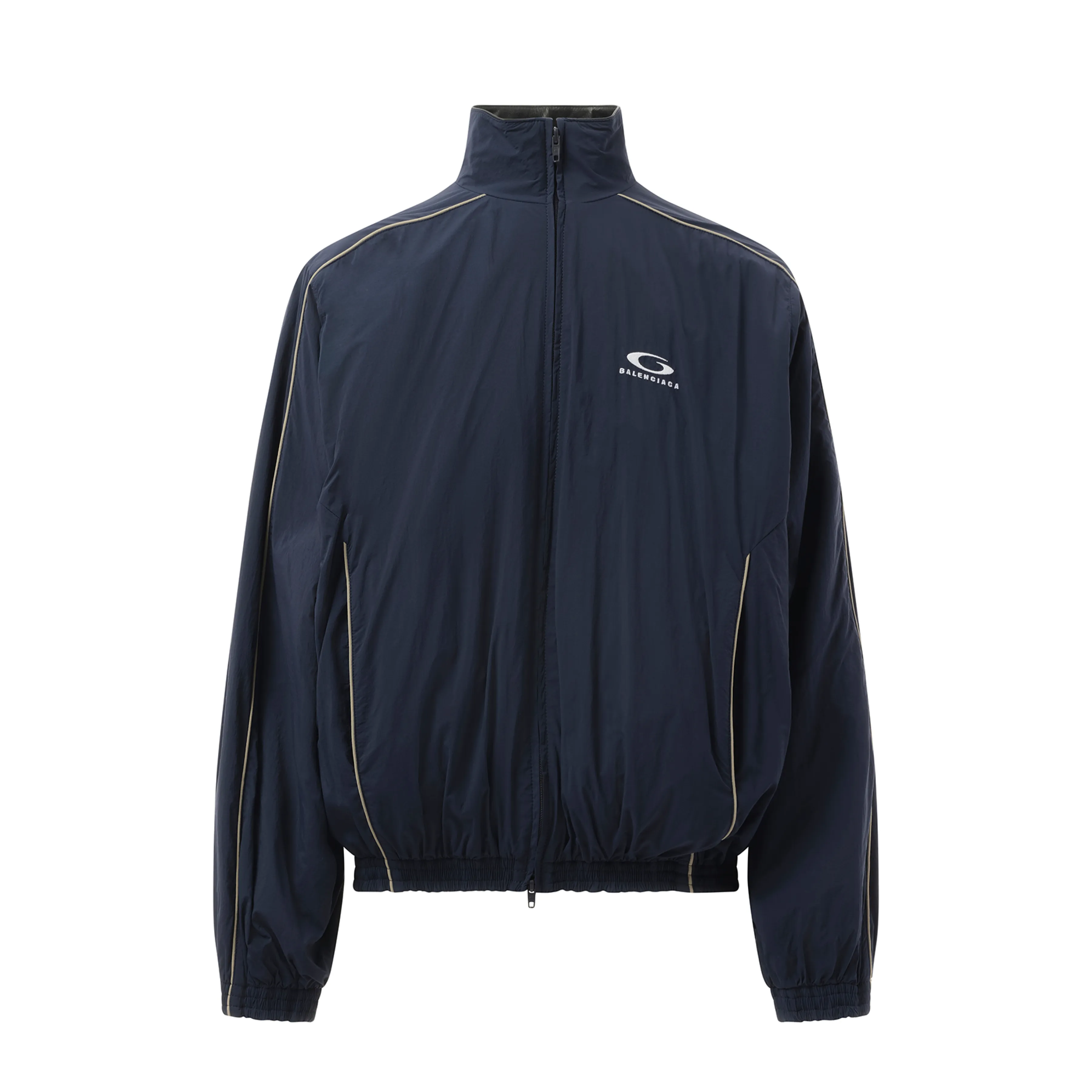 Washed Nylon Tracksuit Jacket in Navy