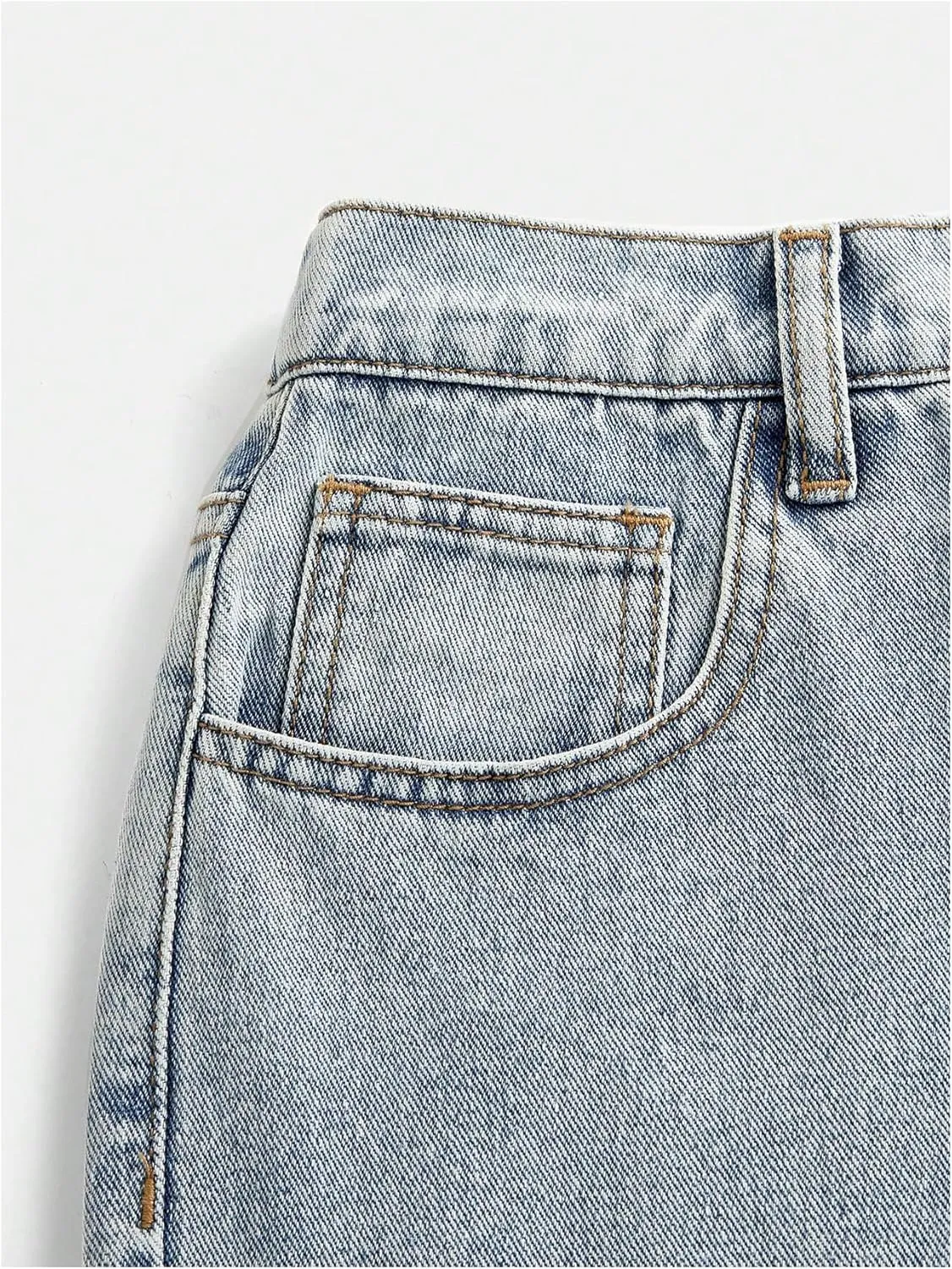 WDIRARA Girl's Bowknot Print Washed Jean Elastic Waist Denim Pants Straight Leg Trousers with Pockets