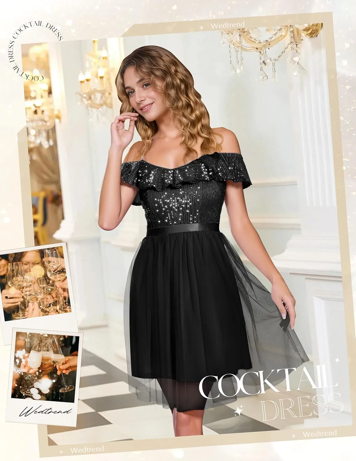 Wedtrend Women's Sequin Dress Sparkly Homecoming Dress Semi Formal Dresses Glitter Short Cocktail Dresses