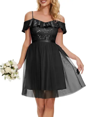 Wedtrend Women's Sequin Dress Sparkly Homecoming Dress Semi Formal Dresses Glitter Short Cocktail Dresses