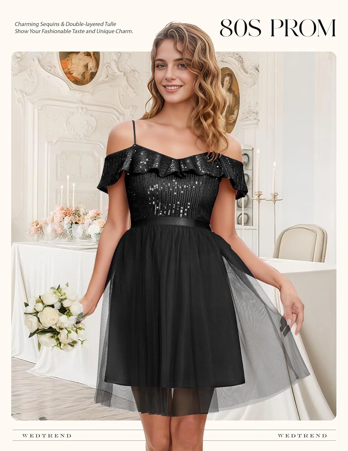 Wedtrend Women's Sequin Dress Sparkly Homecoming Dress Semi Formal Dresses Glitter Short Cocktail Dresses