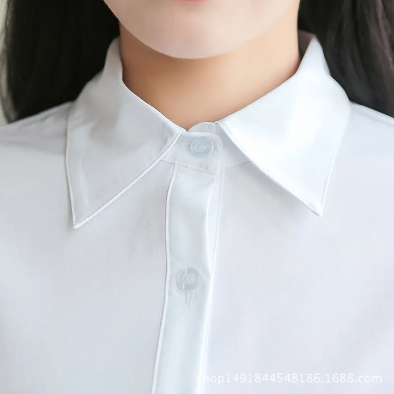 White Blouse Long Sleeved Formal Shirt Slim Look Lapel Cargo Uniform Women Blouse